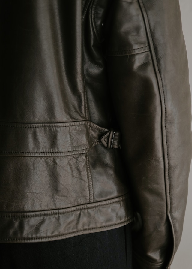 00's Salvatore Ferragamo double zip up leather jacket