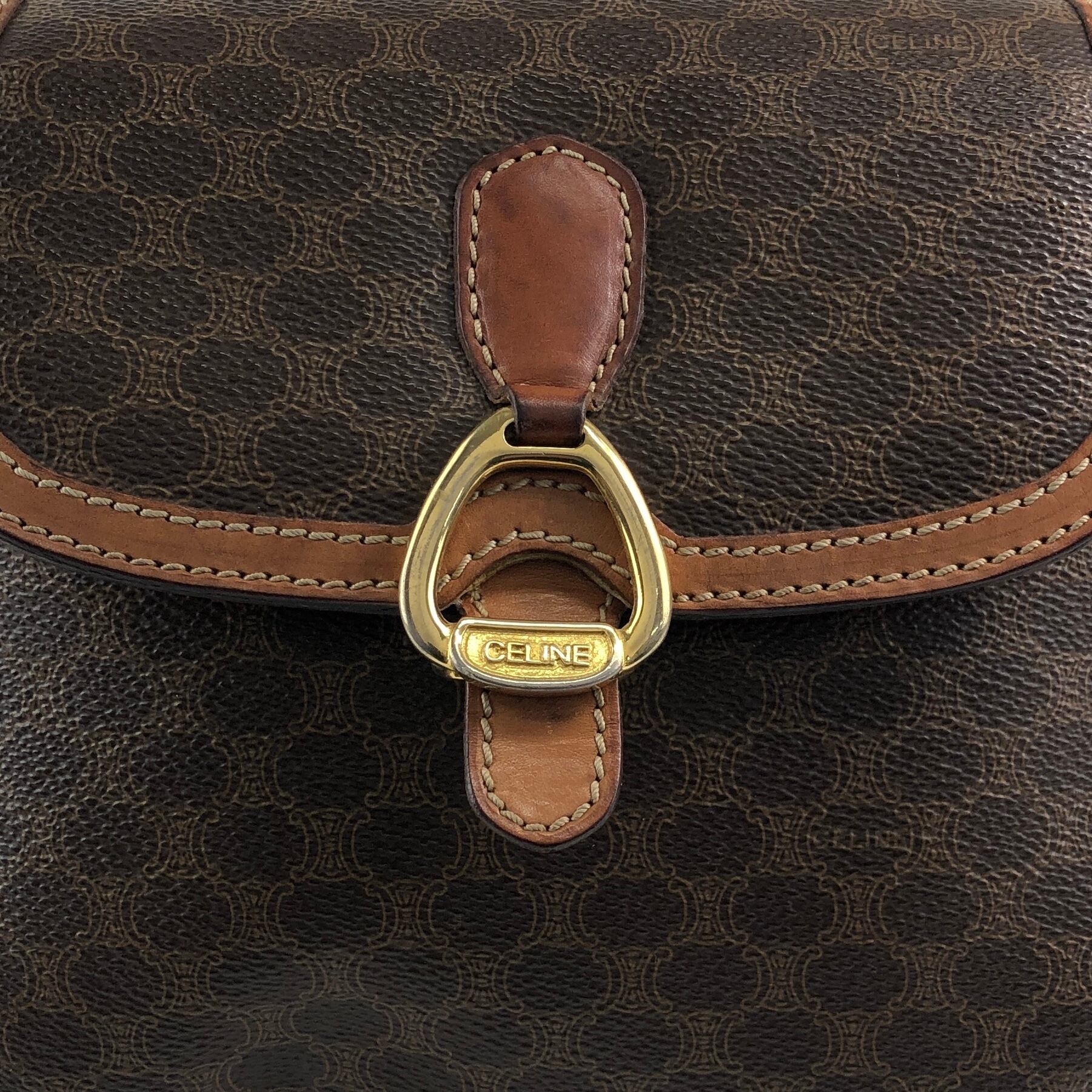 CELINE セリーヌ マカダム ショルダーバッグ ブラウン ホースビット