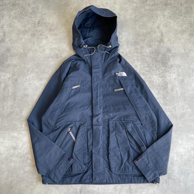 ノースフェイス ナイロンジャケット パーカー 刺繍 古着 紺 青 13545