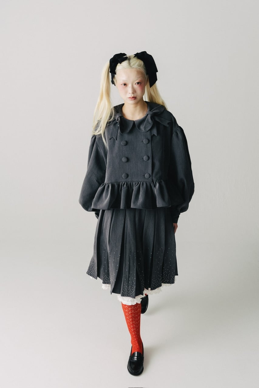 リボンカラージャケット　GRAY