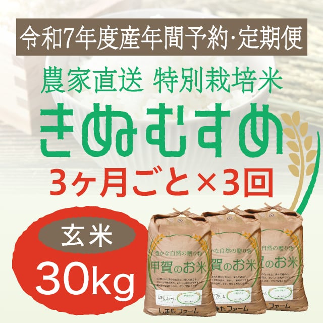 年間予約・定期便〉農家直売・特別栽培米 ミルキークイーン 玄米30kg 3