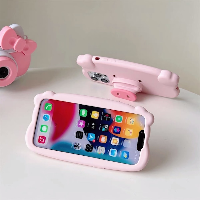 iPhoneケース iPhone14 iPhone13 スタンド グリップ ブタ 動物 便利 かわいい スマホケース おしゃれ 韓国 2506