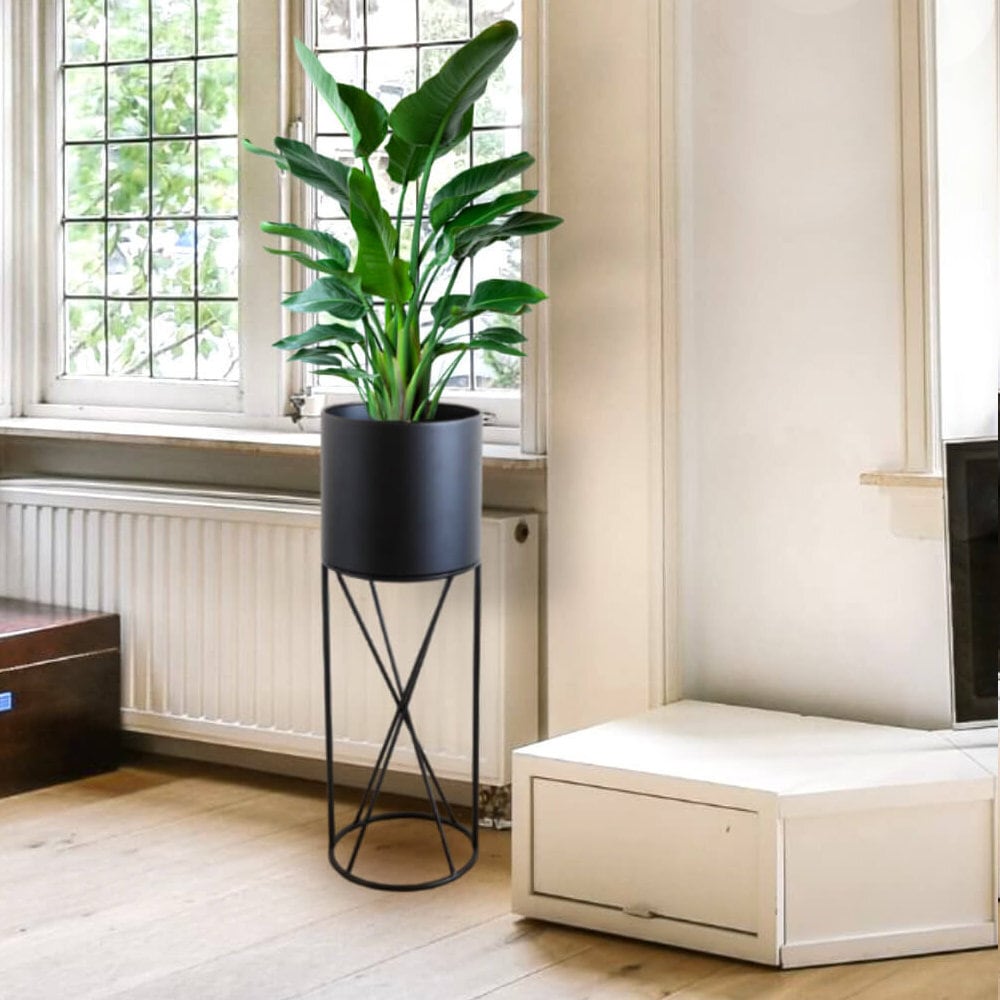 スタンド型プランター Lサイズ|ブラックアイアン×モダンインテリア 鉢カバー