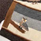 ペルー製 アルパカ100% INCA インカ フクロウ柄 鳥柄 ニットセーター /レディース/スーパーファインアルパカ