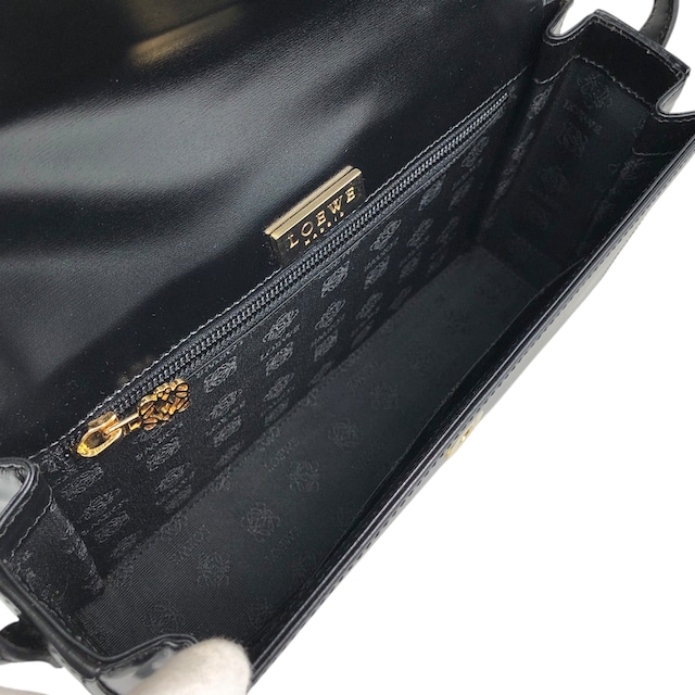 LOEWE ロエベ ショルダーバッグ ブラック ロゴ レザー vintage ヴィンテージ オールド unjut8