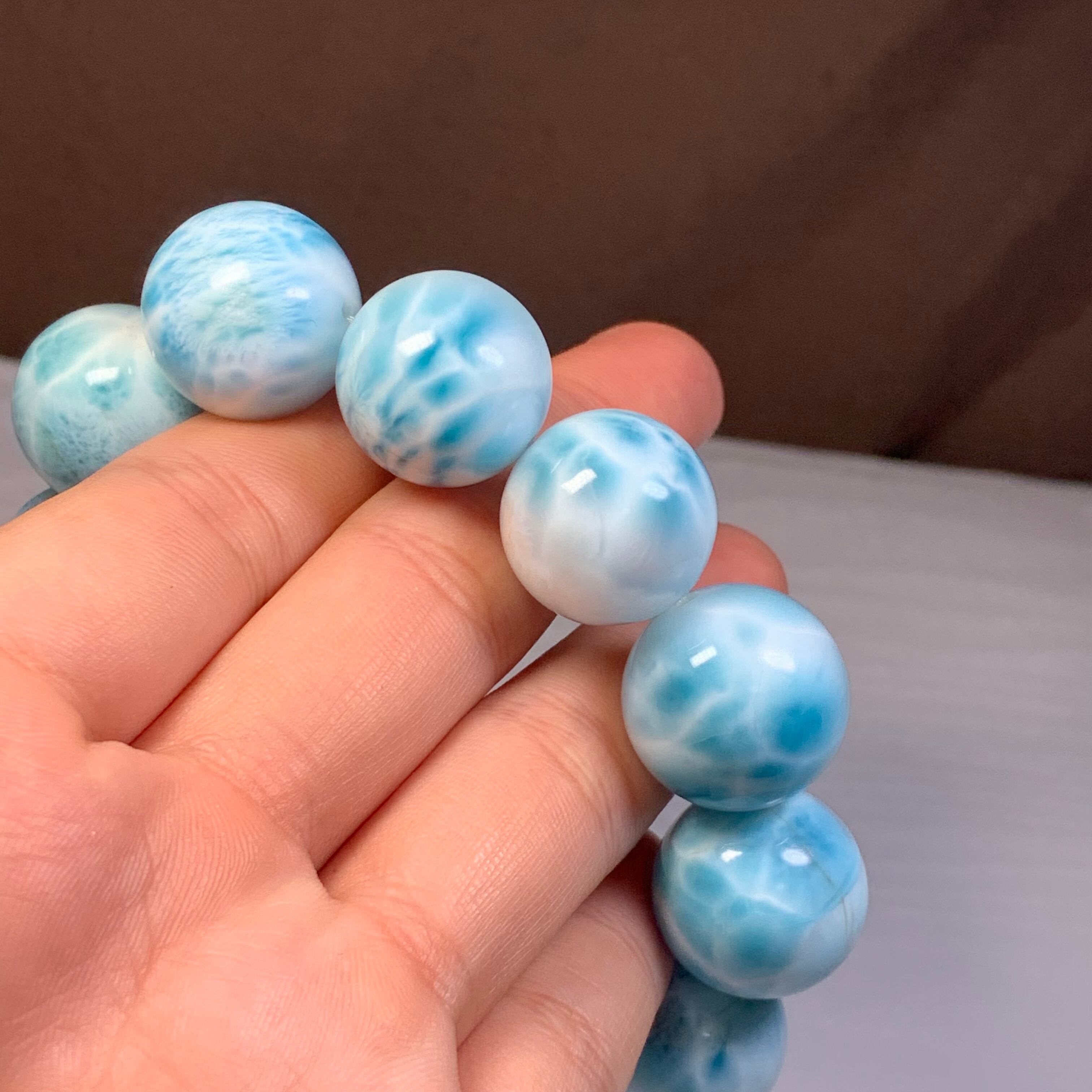 5.海面模様が美しい・大玉ラリマー ブレスレット | Naturaltreasure