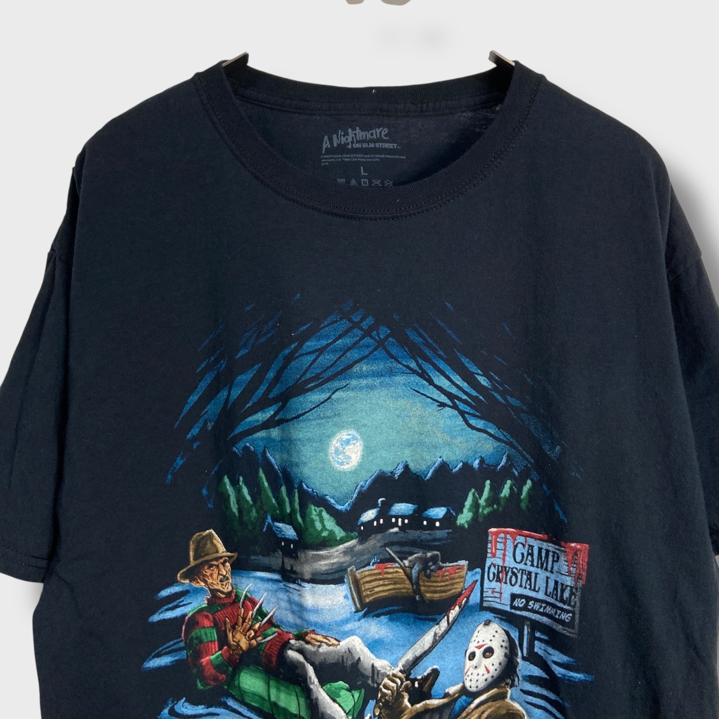 13日の金曜日 エルム街の悪夢　フレディ　ジェイソン　長袖Tシャツ エルム街の悪夢 ムービーTシャツ フレディ ジェイソン ブラック L
