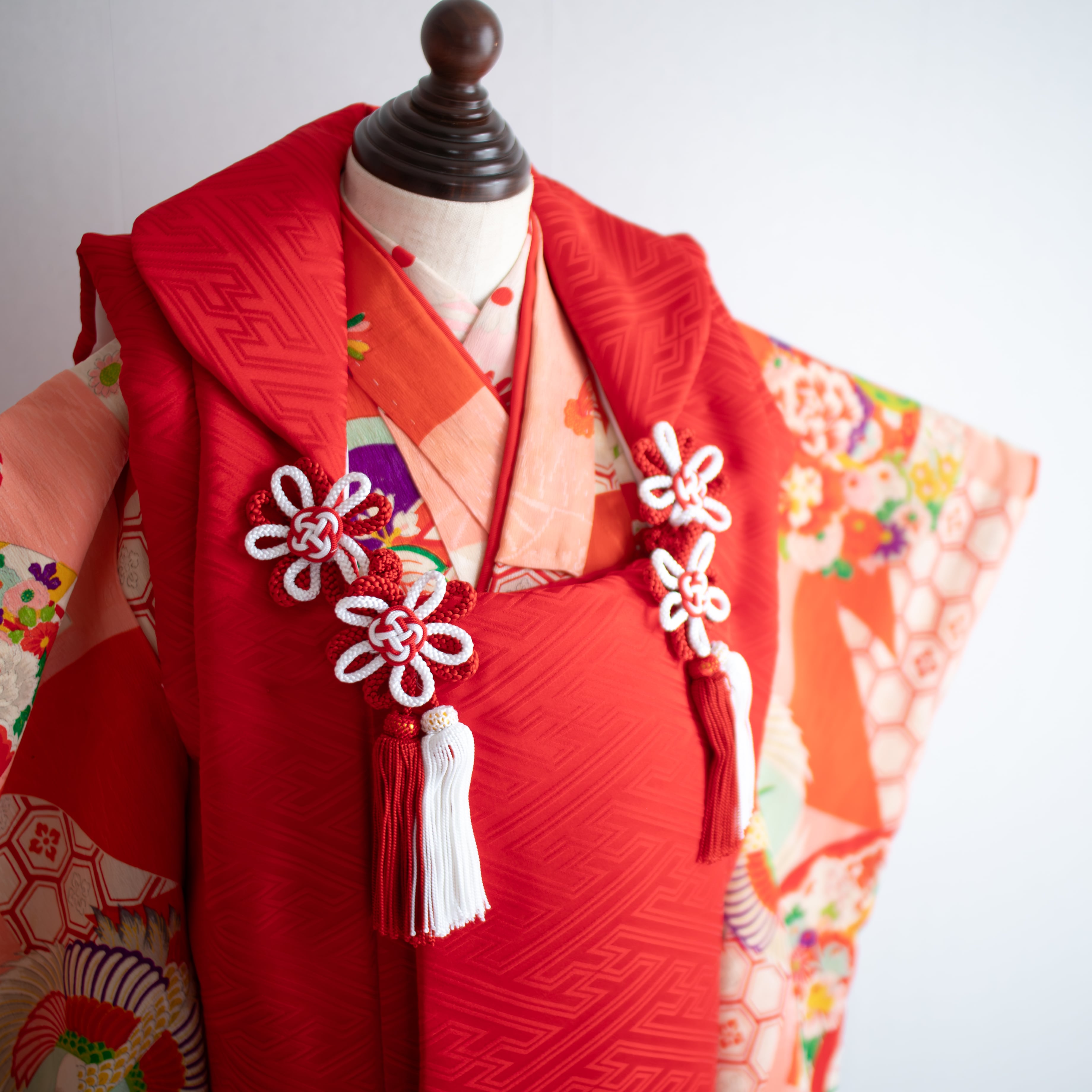 女の子被布style『桃花扇』/SS3018 (対応身長目安 腰揚げ無の場合 82㎝~86㎝) (腰揚げ有の場合 82㎝~90㎝)