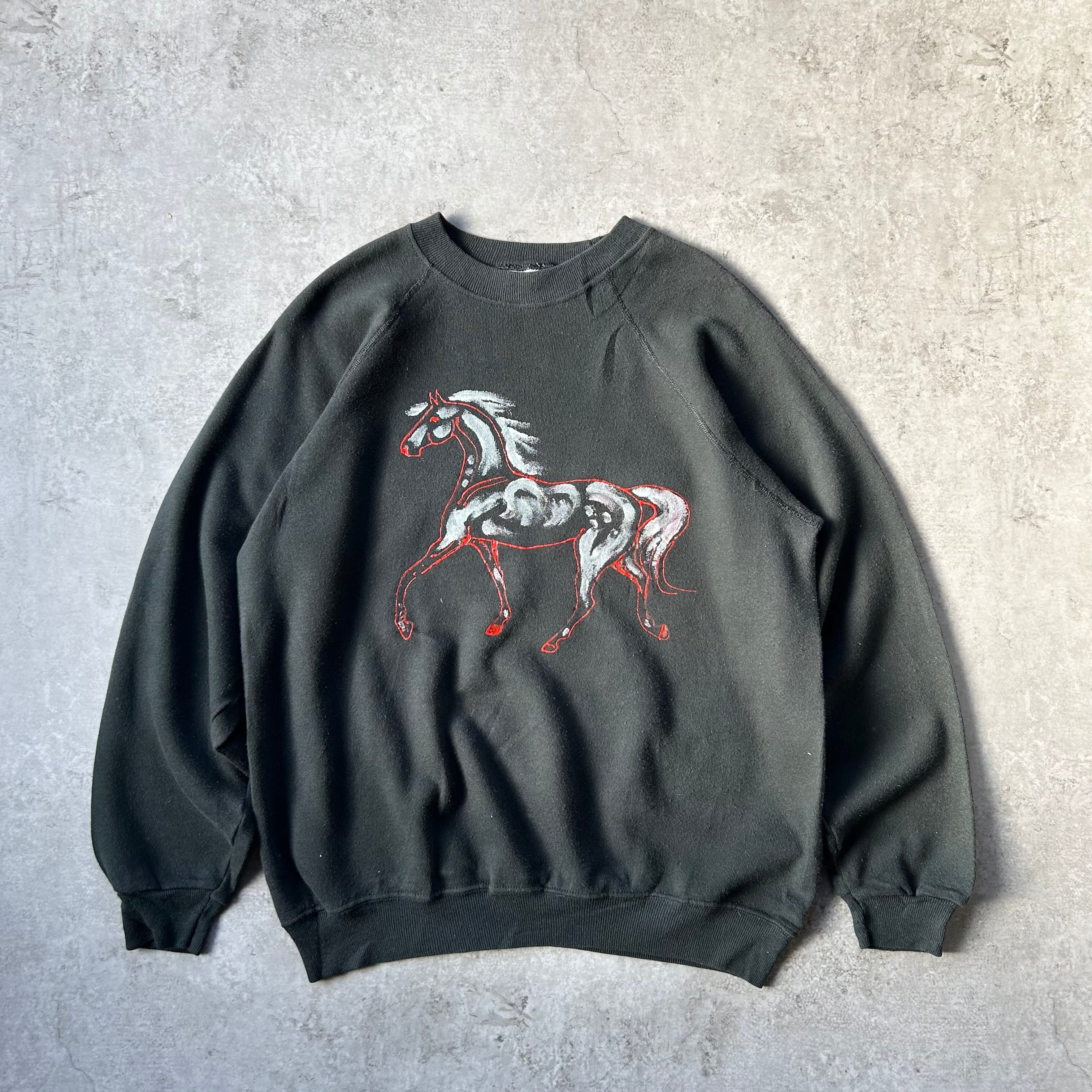 70s- プレイボーイ スウェット USA製 L チャコールグレー フロッキー