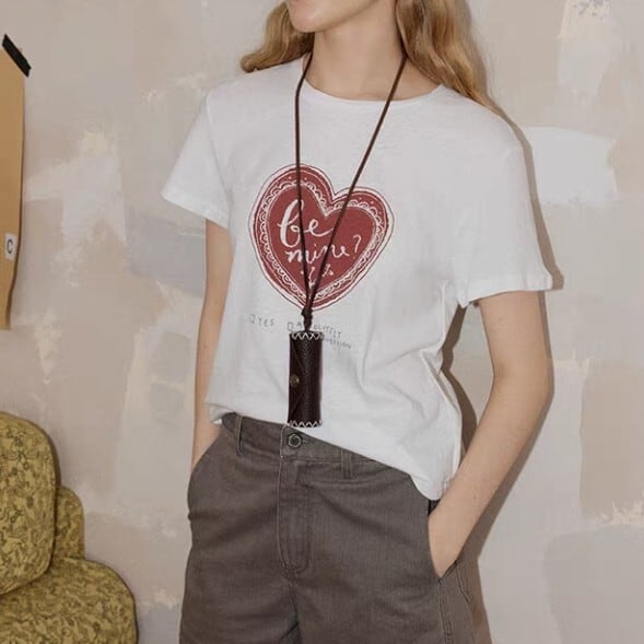 グラフィックプリント クルーネック Tシャツ L1399