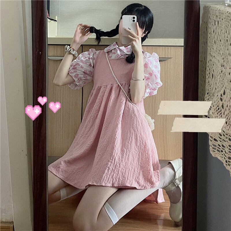 スタイルルーズスカート ショートハイウェストウェスト薄手ドレス サマー 大人ガーリー スウィート キュート カジュアル 夏物 萌量不足48364632455