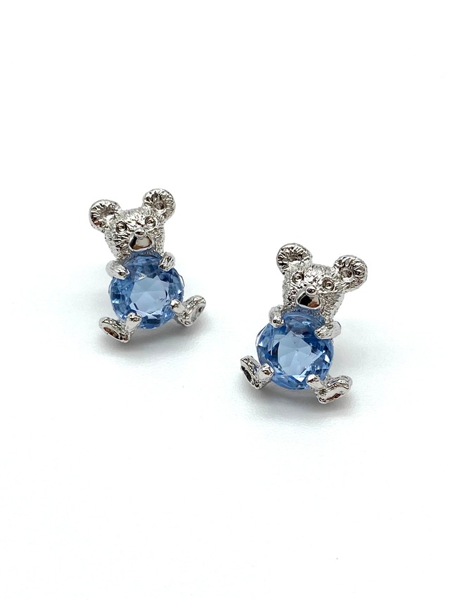 Teddy pierced earrings | silver × facet blue