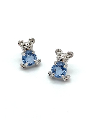 Teddy pierced earrings | silver × facet blue