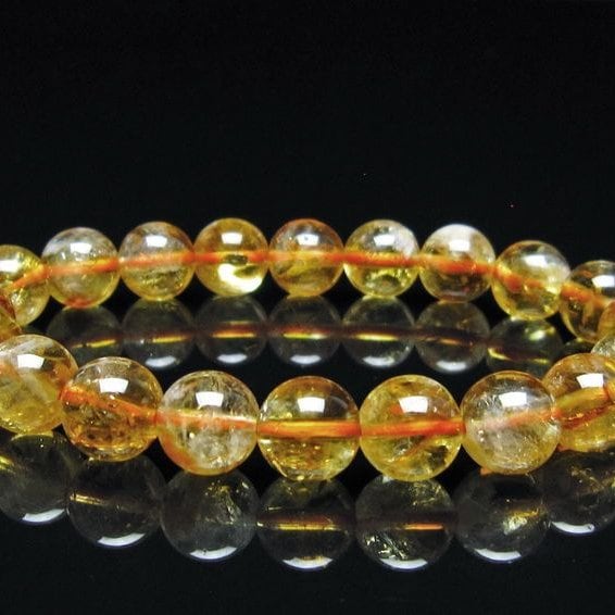 シトリン ブレスレット 虹入り 10mm シトリンクォーツ ブレス メール便可 一点物 111-50480