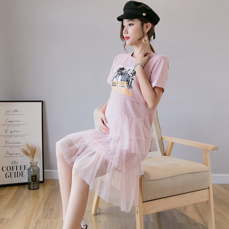 【新作】【送料無料】 女性の看護服ゆるいマタニティドレス夏の半袖ドレス母乳育児妊娠中の服妊娠中の女性 ショート ハーフスリーブ サマー 夏物 AL expec340155872726