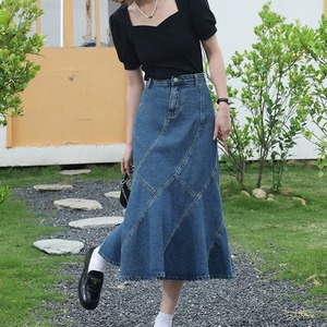 denim fishtail long skirt