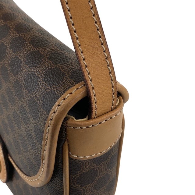 CELINE セリーヌ マカダム ショルダーバッグ ブラウン トリオンフ PVC ミニバッグ vintage ヴィンテージ オールド mfvtfa