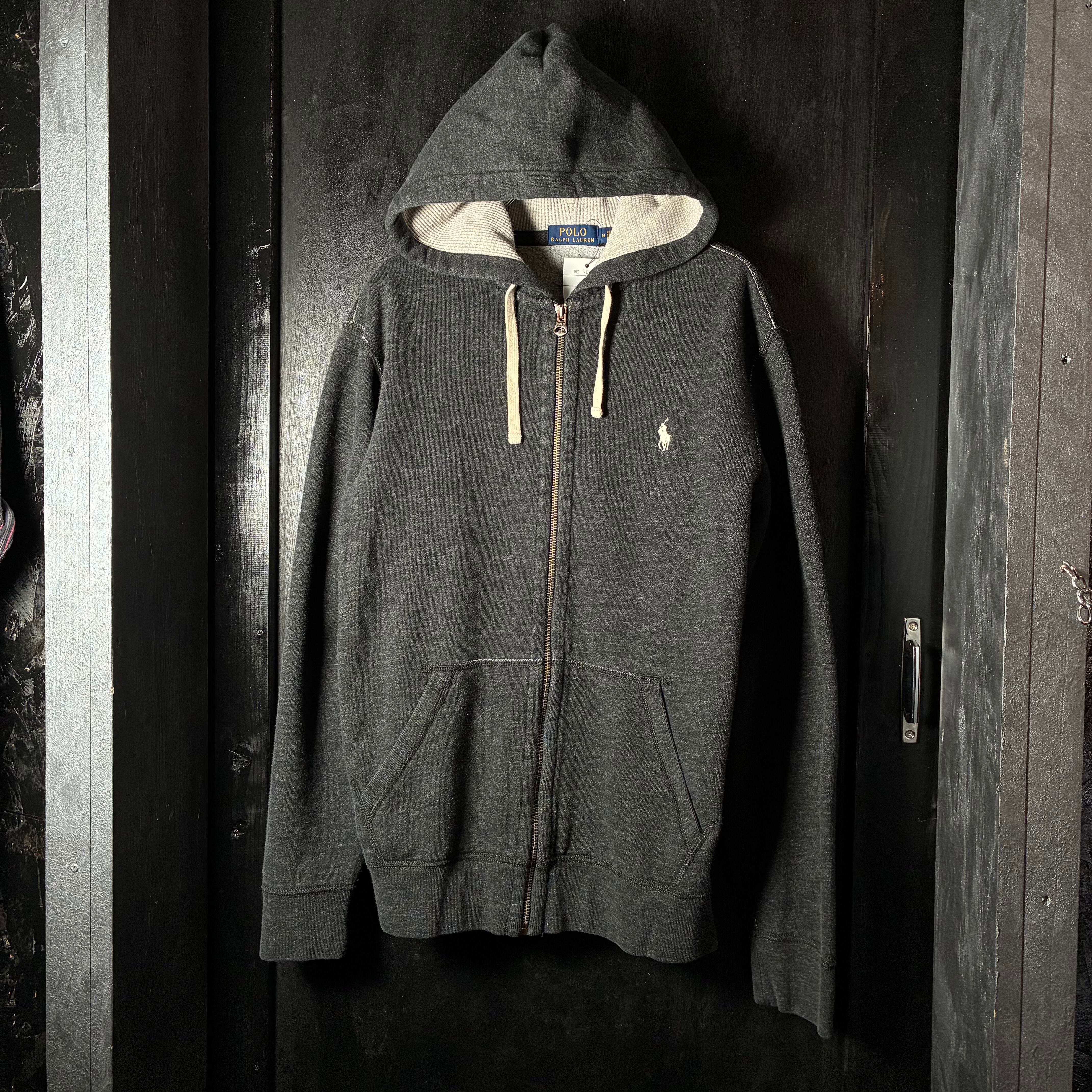 ラルフローレン ジップパーカー L グレー サーマルフード POLO RALPH LAUREN ジップパーカー フード裏サーマル 霜降りグレー M