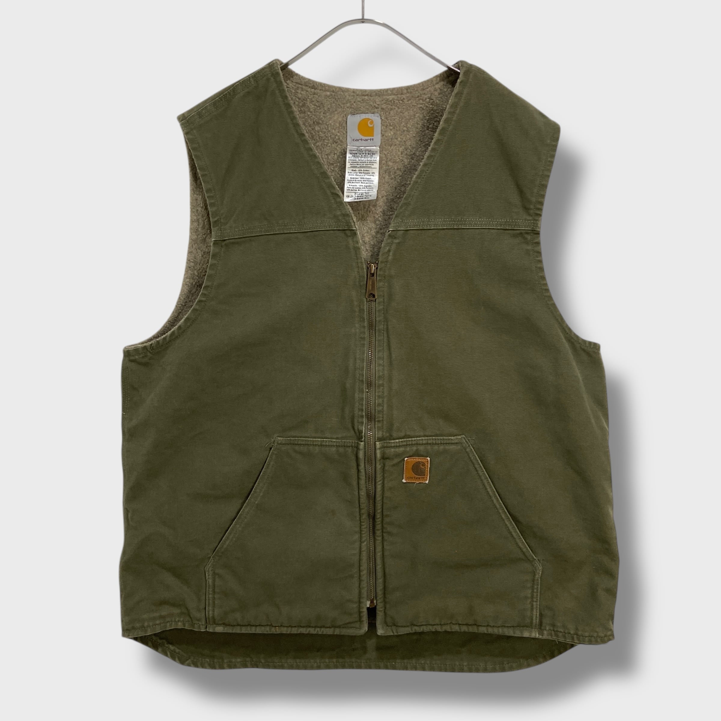carhartt カーハート ダックベスト V26 カーキ ボアライナー XL | 古着