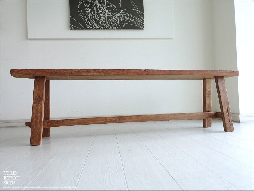 オールドチークベンチ X1 長椅子 古材家具 ダイニングベンチ イス 一枚板 プリミティブ 無垢材 古材家具 一点物 W159cm