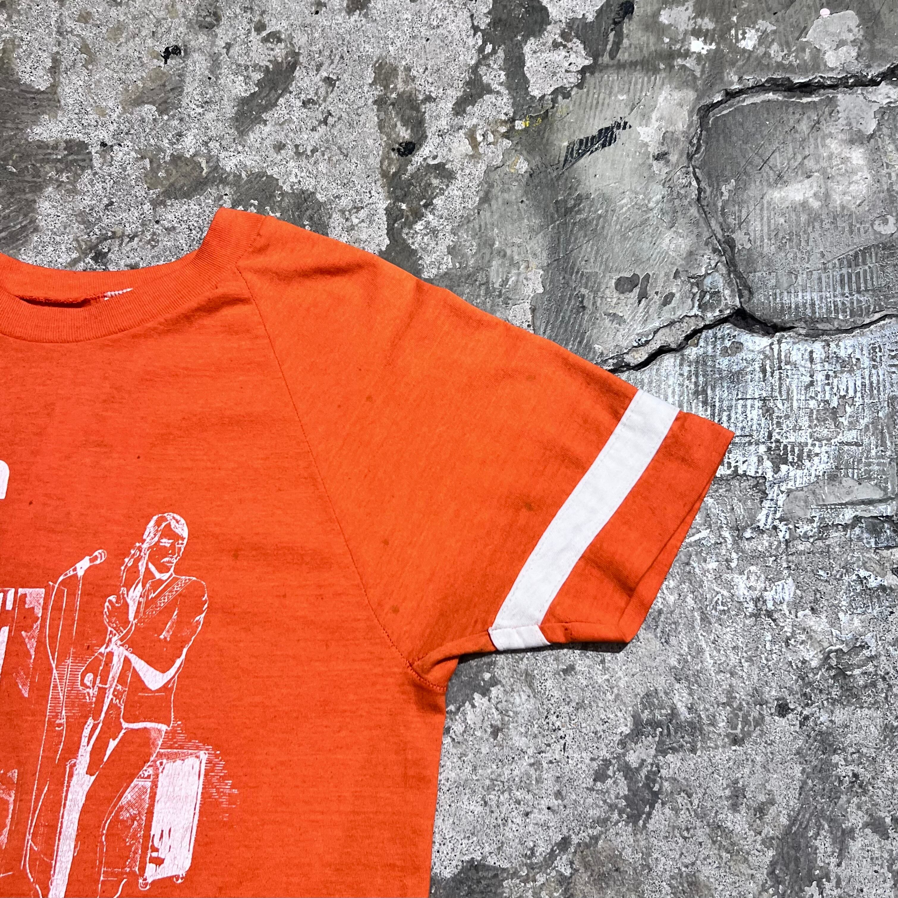 USA製 70年代 size:M Champion チャンピオン プリントTシャツ プリント オレンジ 白古着 古着屋 高円寺 ビンテージ n3906