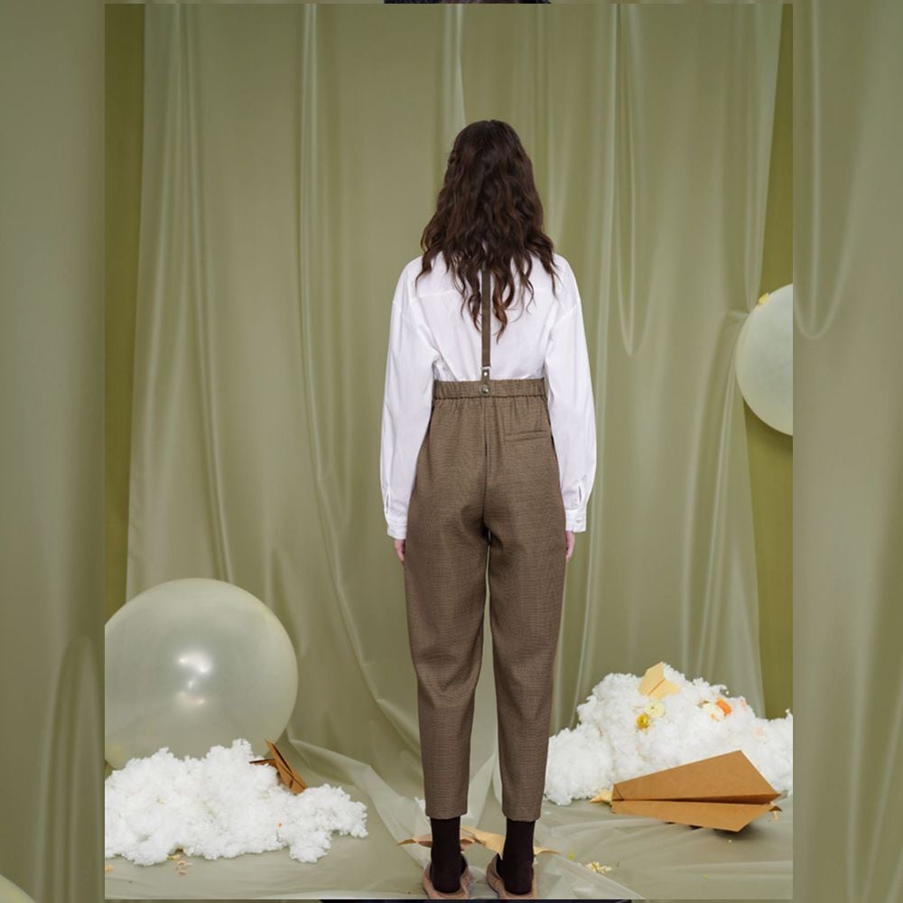 レトロチェックなコーディネートサスペンダーパンツ E00105 | EMMA GRAND