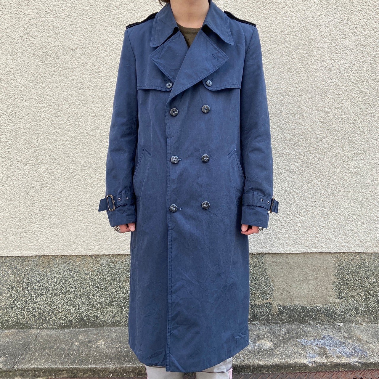 フランス製 NINO ニノ ネイビー トレンチコート メンズM相当 古着 