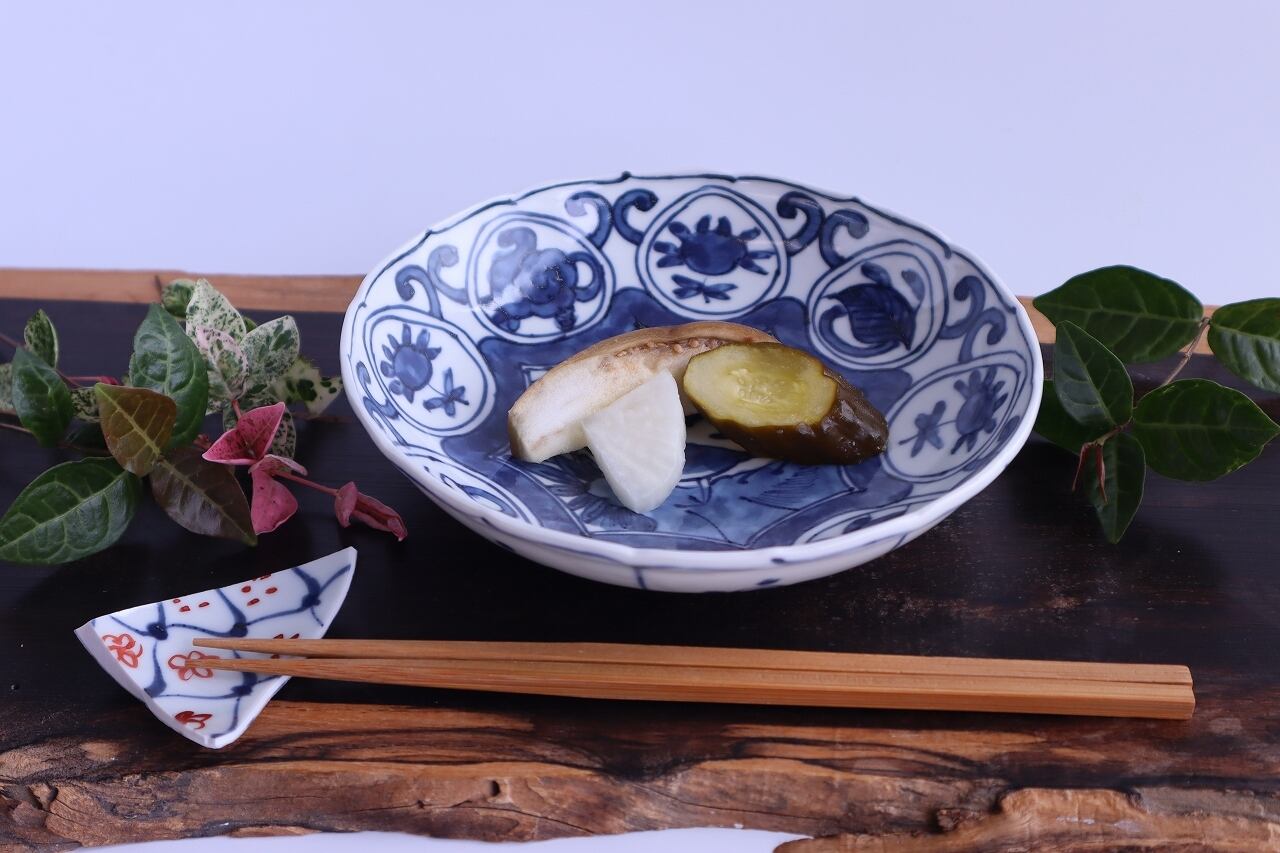新品 清水なお子さん 芙蓉手花鳥文稜花鉢 2枚 染付芙蓉手花鳥文平向付 | 陶つちやま