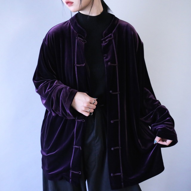 loose over silhouette violet china velours shirt