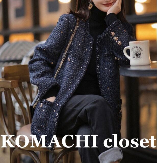 【送料無料】ツイードジャケット ネイビーツイードジャケット ツイード ジャケット 高見えジャケット 紺 ネイビー 青 ブルー 2XL 3XL 4XL 5XL 金ボタン ゴールドボタン 金 ゴールド ボタン フロントボタン 韓国 オルチャン レディース 長袖 きちんと 大人可愛い シンプル 大人 上品 お洒落 おしゃれ 大きいサイズ かっこいい 大人女子 オトナ女子 ぽっちゃり こなれ感 フェミニン エレガント セミフォーマル フォーマル 抜け感 高見え 高級感 入学式 入園式 卒業式 卒園式 食事会