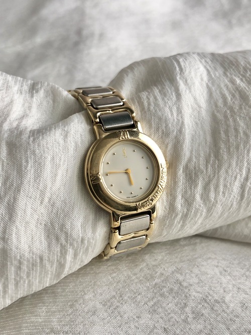 Yves Saint Laurent イヴ・サンローラン 腕時計 シルバー×ゴールド YSL ステンレススチール クウォーツ vintage ヴィンテージ オールド hjy4bn