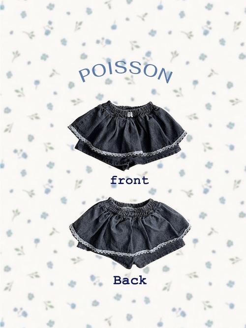 《予約》POISSON ¨ black denim skirt pants ¨ 26summer
