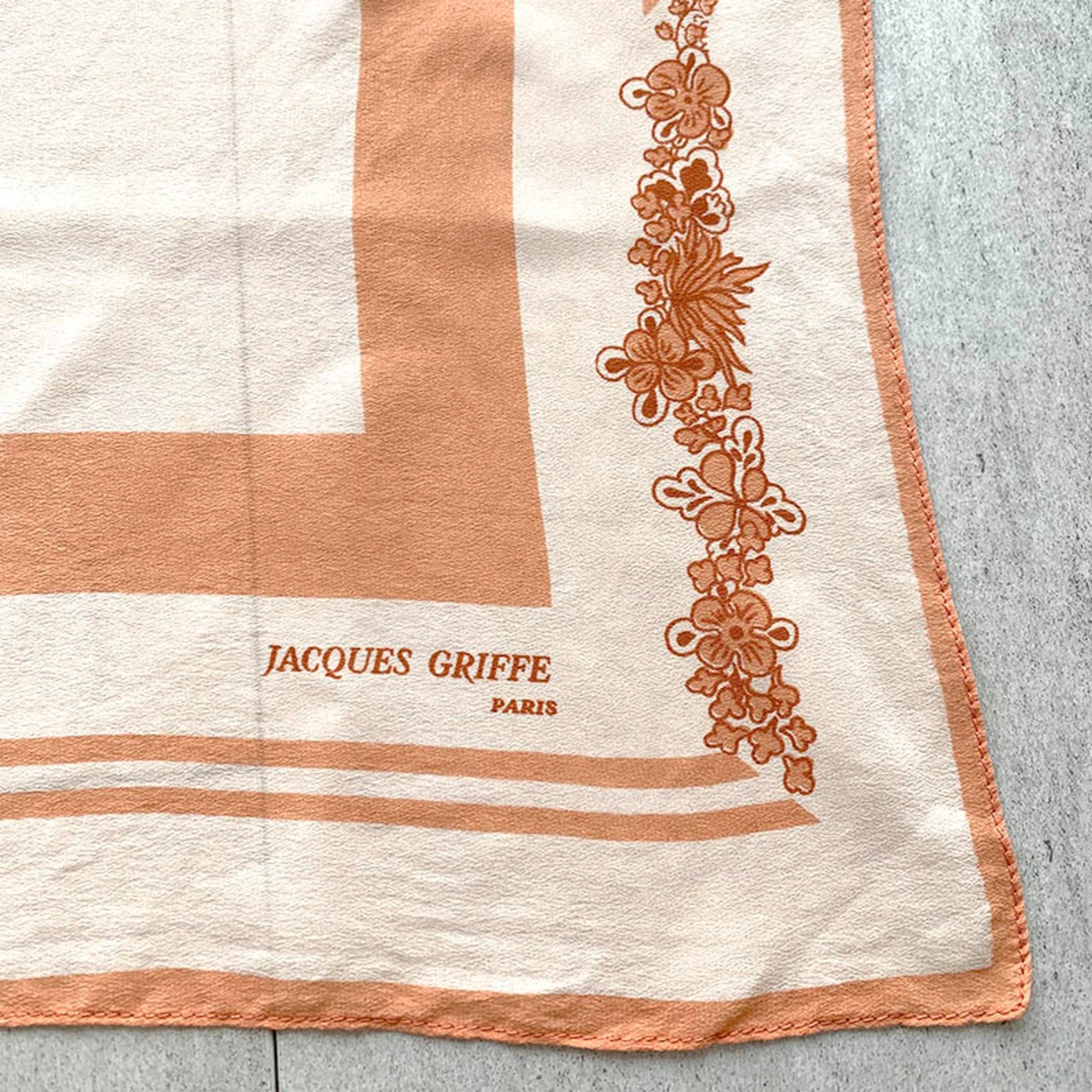 シルクスカーフ小 オレンジ シンプル JACQUES GRIFFE PARIS 18ACb3