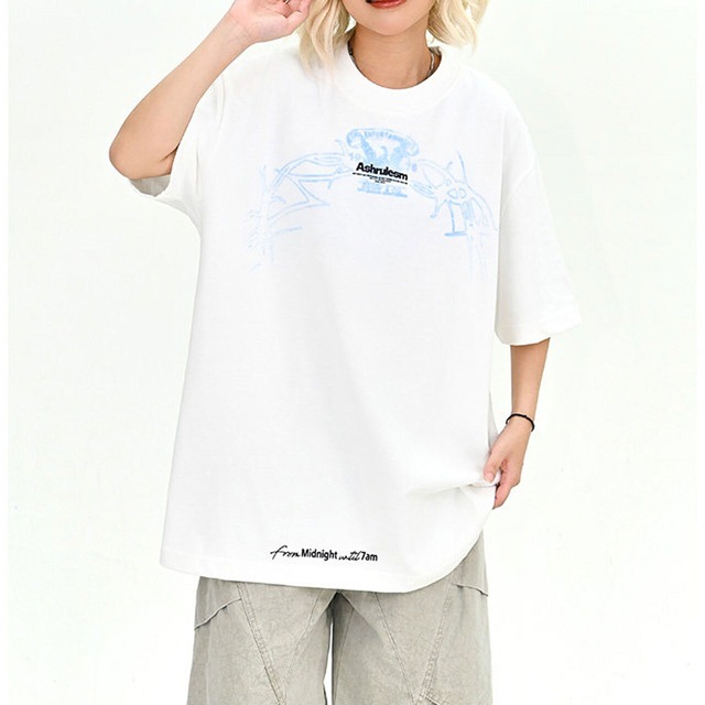 グラフィックアートプリントルーズシルエットTシャツ 2col   R02041