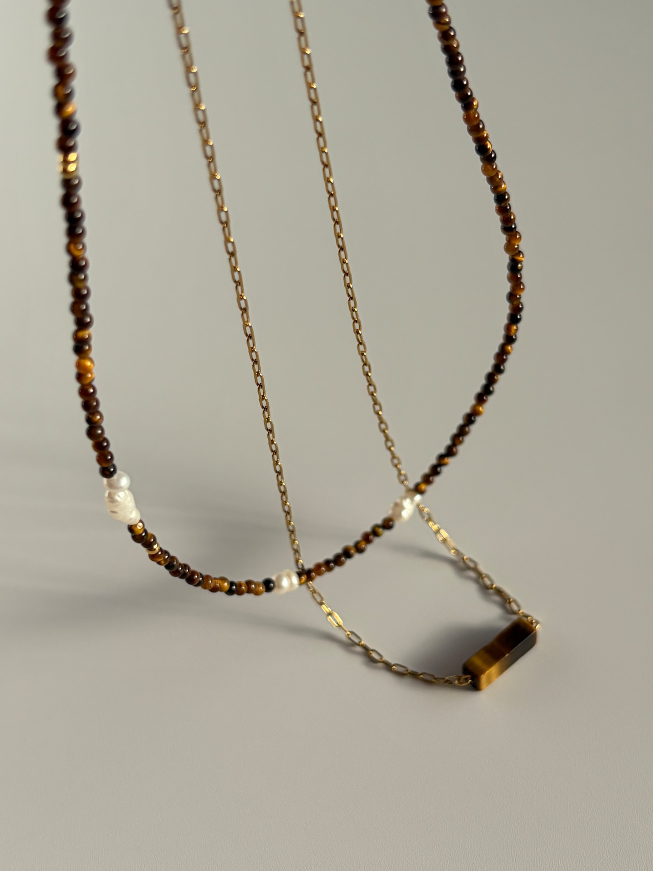 Tiger Eye Layered Necklace［BZN44］