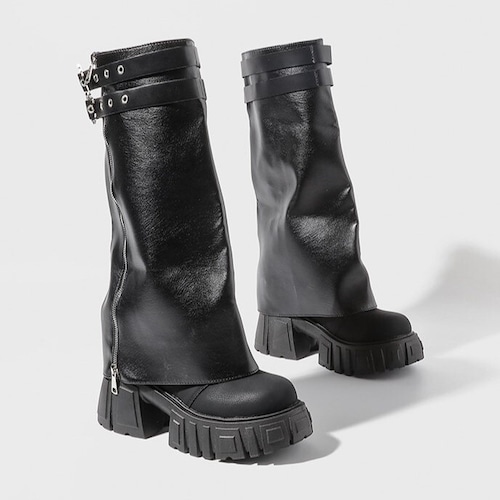 zip chunky sole boots / l0882