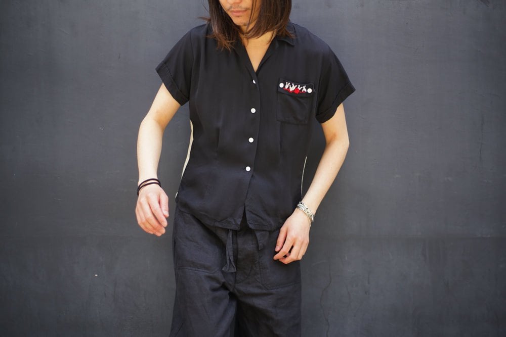 その他ブランド / 60s/ボウリングシャツ/半袖シャツ/--/レーヨン/BLK 60's vintage black rayon bowling shirt