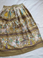 ~1960’s American Vintage Folk Print Cotton Skirt