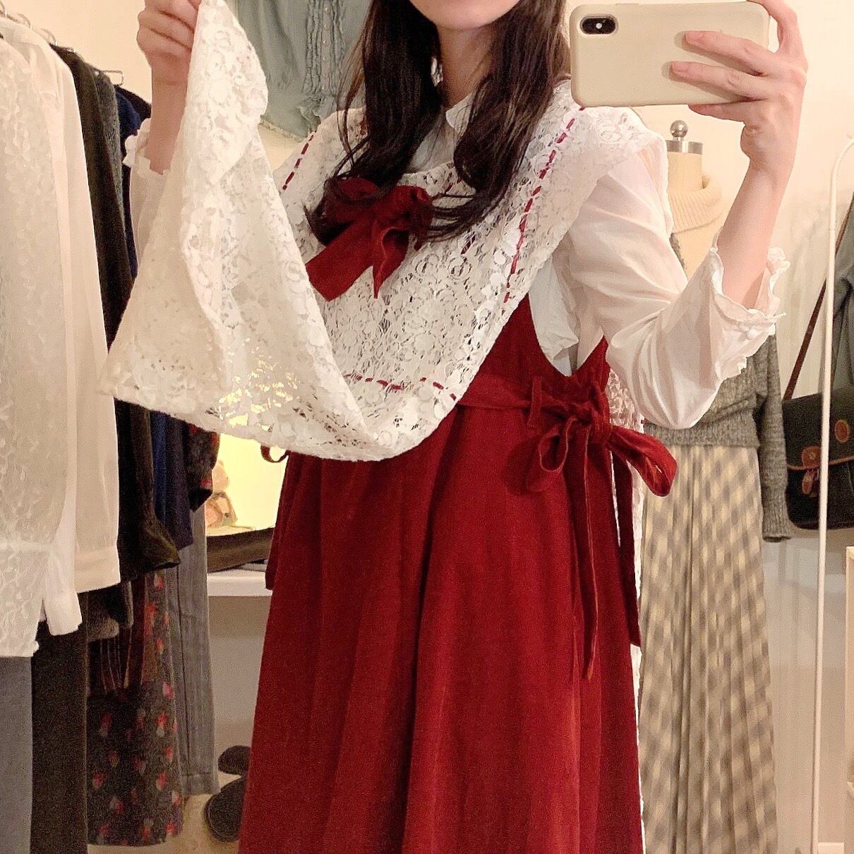 original : landmark jumper skirt / red × white