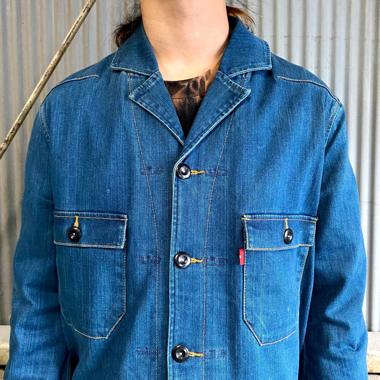 Levi's RED リーバイスレッド 最初期 1st 01SS デニムショップコート SMALL メンズM-L相当 古着 チェンジボタン  立体裁断【デニムジャケット】 | cave 古着屋【公式】古着通販サイト