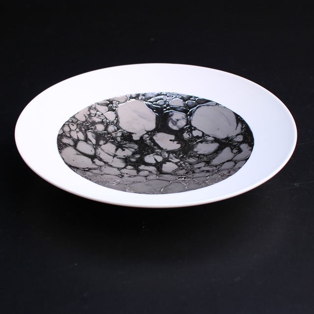 内泡8寸平鉢　プラチナ＆ゴールド