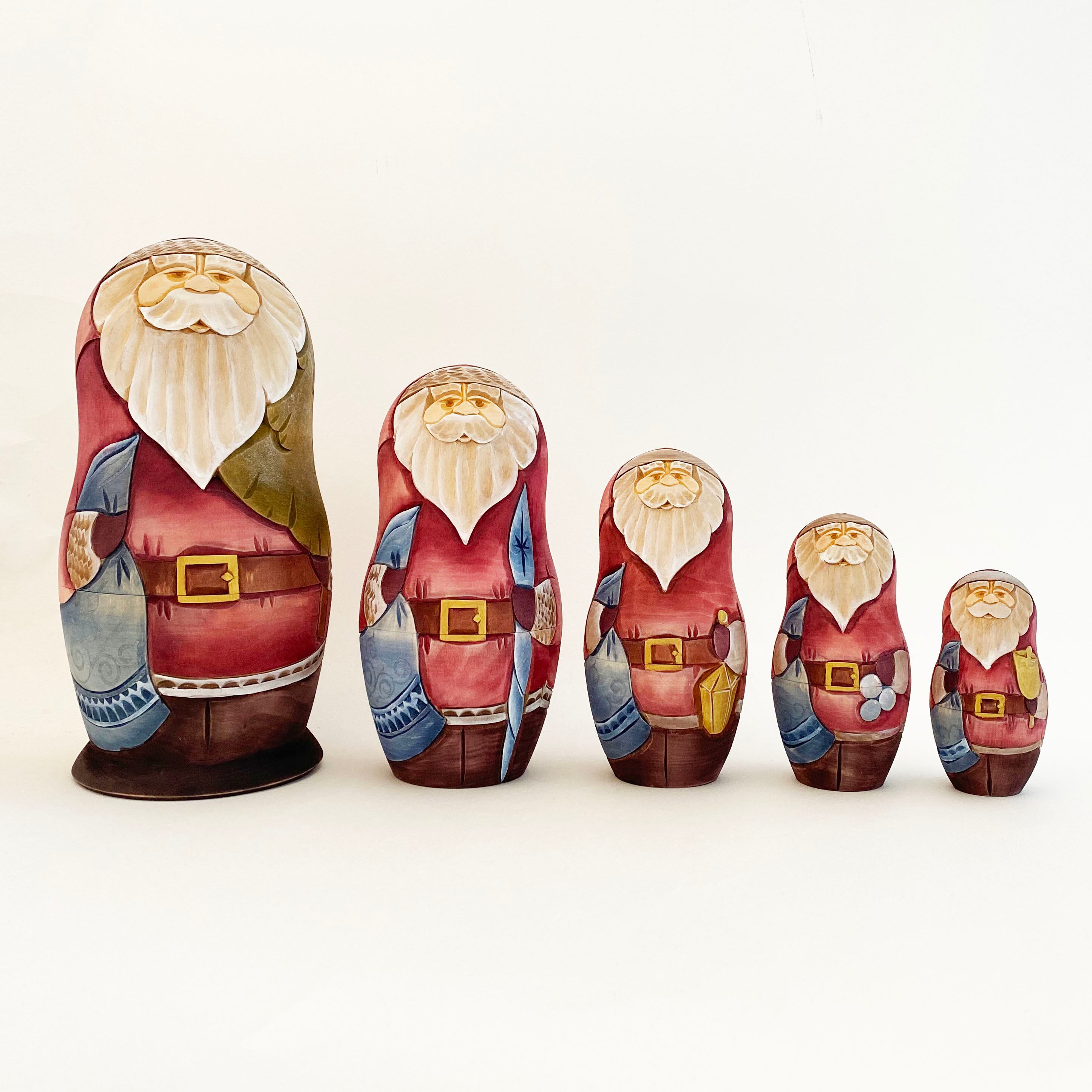 サンタ木彫マトリョーシカ(コブロフ工房/10個組)