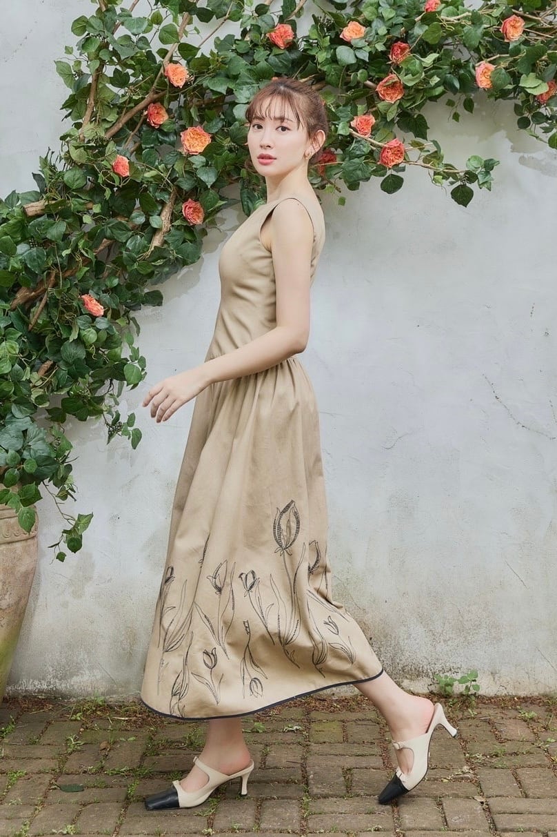 Herlipto Tulip Chiffon Long Dress ワンピース