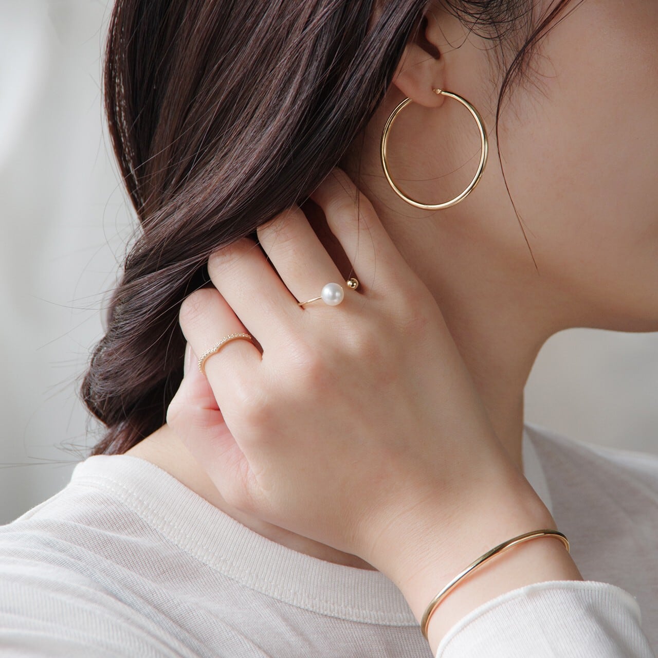 K18イエローゴールド 直径40mm フープピアス【MKY0078P1】 | MONICE/モニス