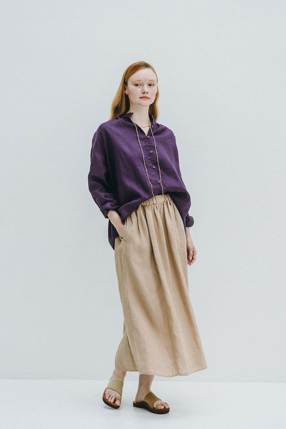 fog linen workリトアニアリネン ギャザー スカート fog linen work リトアニアリネン ストライプ ギャザースカート｜Yahoo