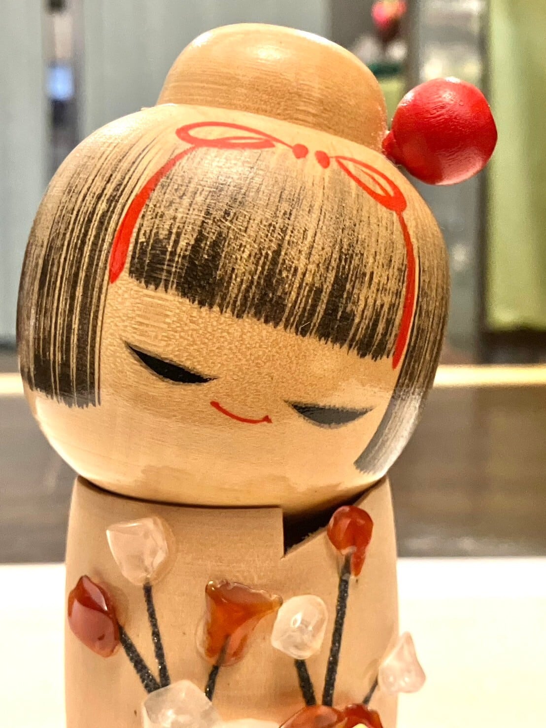 こけし人形｜小首をかしげた可愛らしい女の子♡お花の着物 | 淡竹89