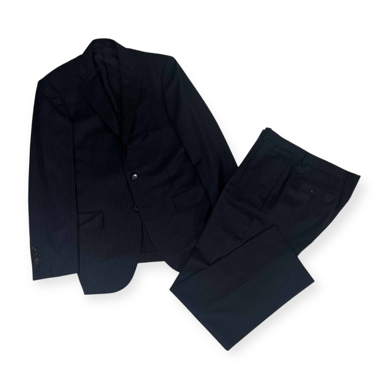 上下 BEAMS HEART ビームス ハート ストライプ セットアップ スーツ 48/ネイビー メンズ サイドベンツ