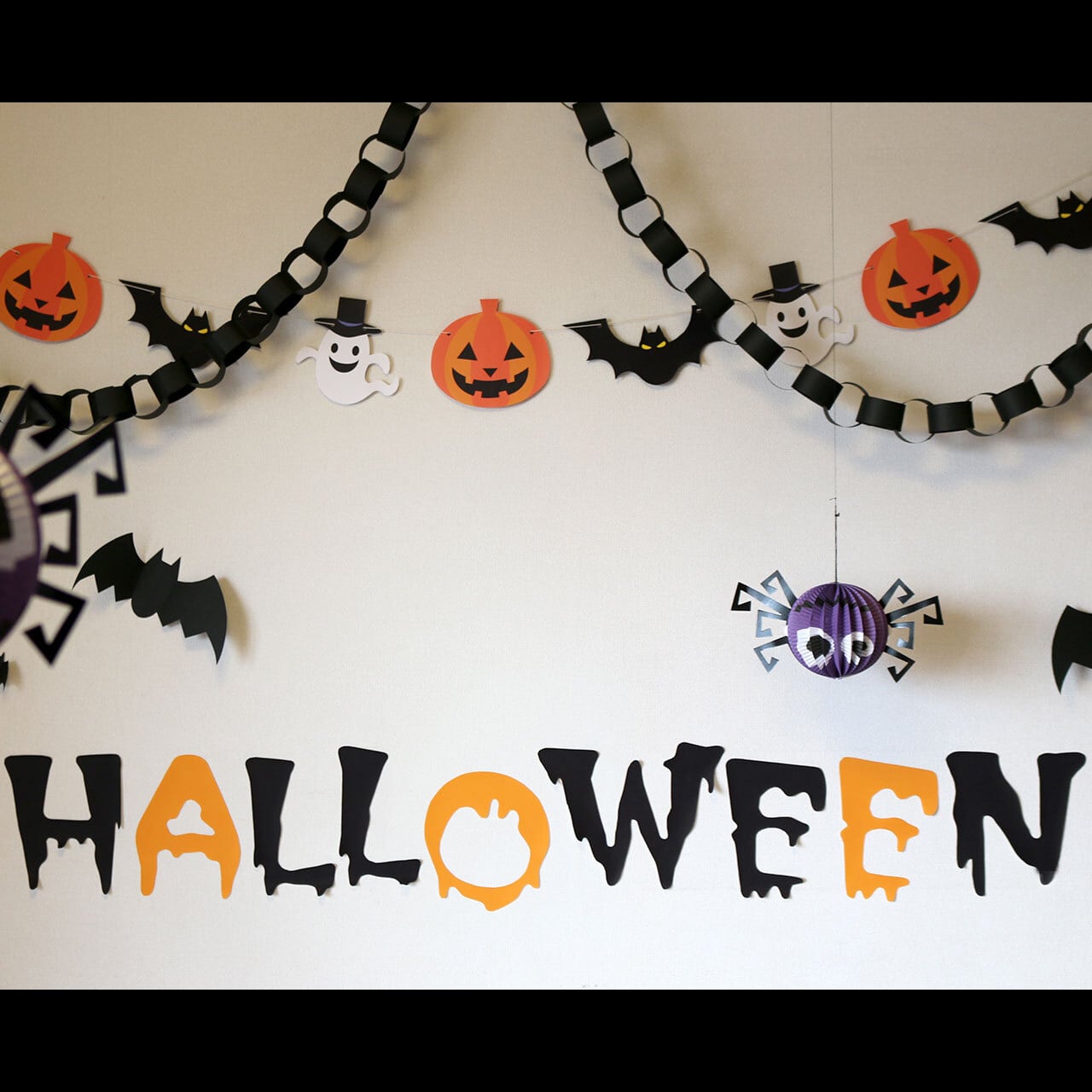 【セット売り】ハロウィンガーランド壁面ハンドメイド　飾りハンドメイド ☆ハロウィン☆ガーランド 壁面 モビール 吊るし飾り - MIKO-MM'S