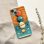 受注生産 iPhoneケース 惑星リングのレトロ宇宙｜惑星柄 RFSP041A