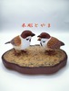 スズメ（親子）【木彫バードカービング】